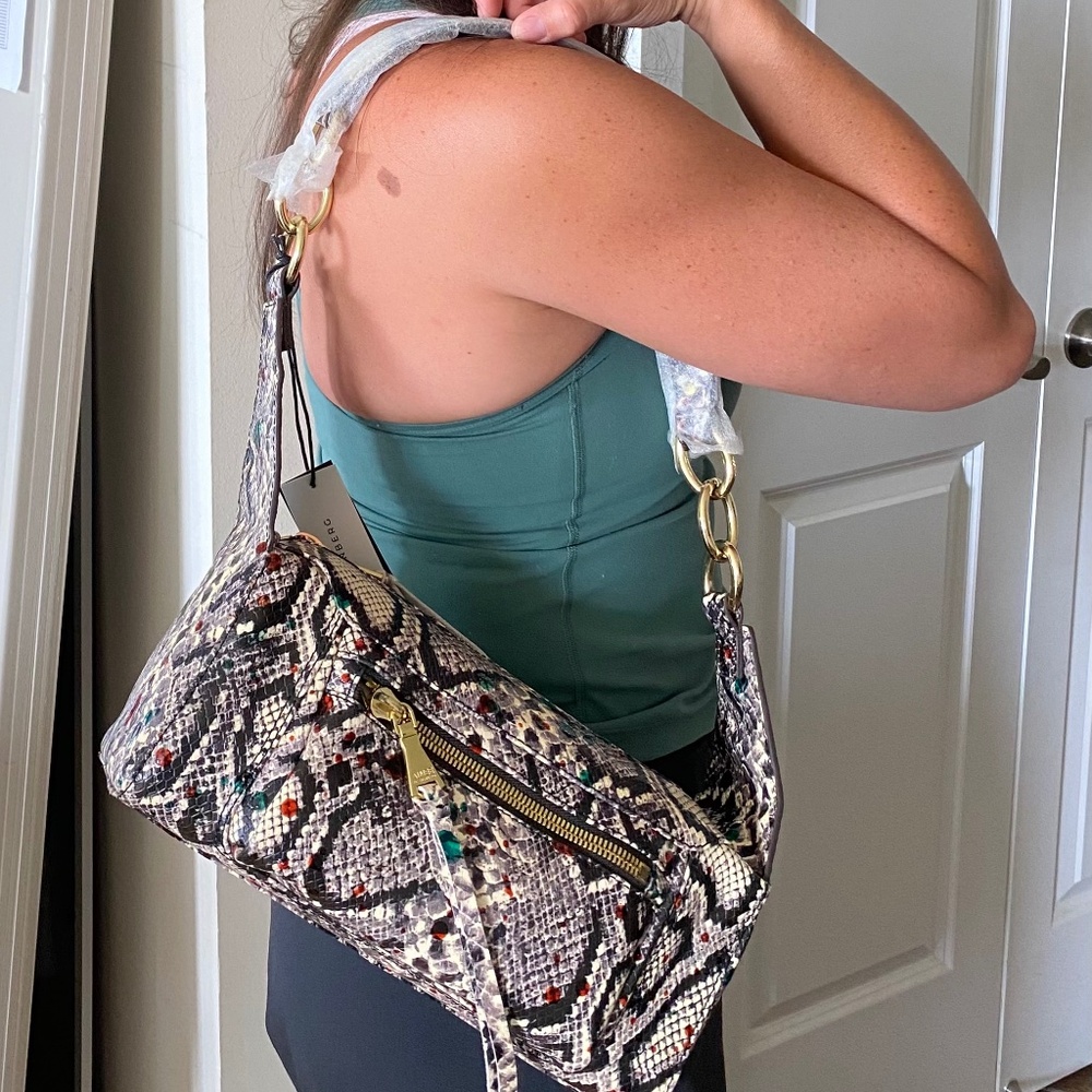 Aimee Kestenberg Snakeskin Patent Leather Shoulder Bag - New Without Tags